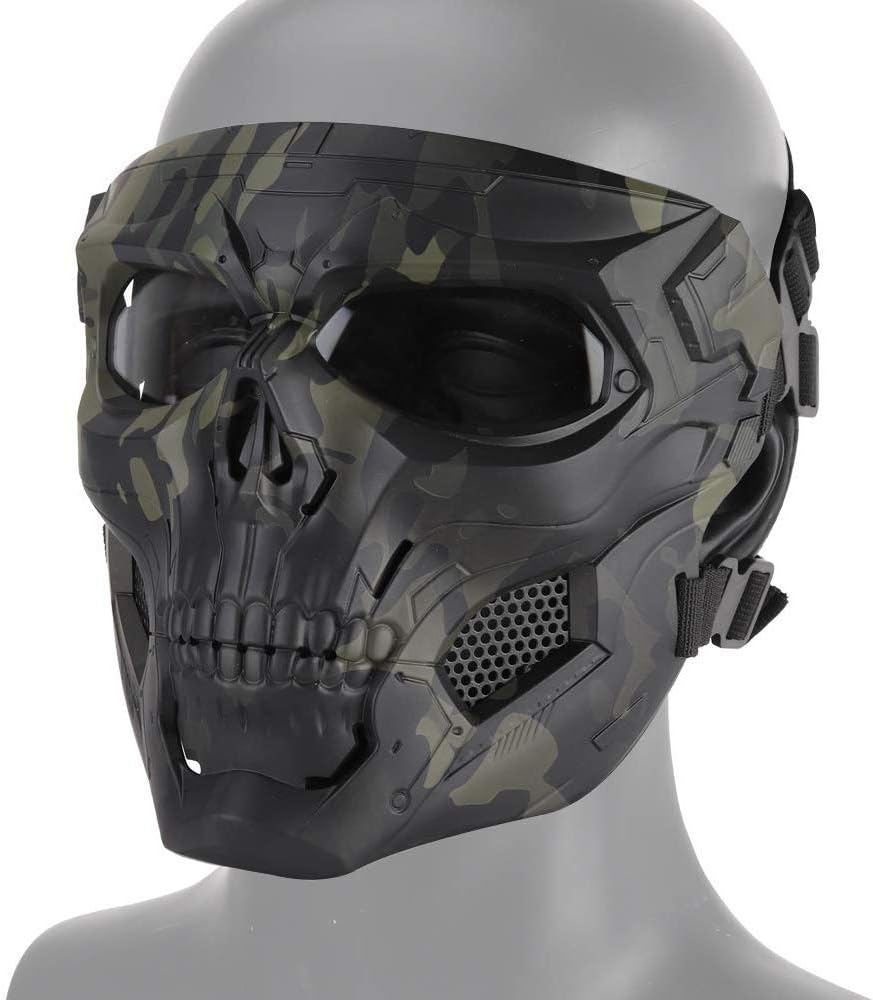 LEJUNJIE Tactical Skull Mask Full Face Mask, Suitable for Halloween Role-Playing Airsoft Paintball and CS War Game Protective Net Mask