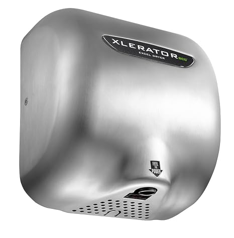 Excel Dryer XL-SB-ECO-1.1N Hand Dryer XLERATOR XL-SB-ECO Automatic, Surface-Mounted, Brushed Stainless Steel Cover, 110-120V with Noise Reduction Nozzle