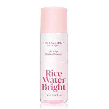 The Face Shop Rice Water Bright Lip & Eye Makeup Remover, Gentle for Sensitive Eyes, Makeup Remover for Eye Makeup & Lipstick, Hydrating, with Rice Active ComplexTM, 3.7 fl. oz.