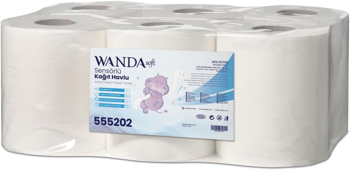 Sensörlü/Hareketli Kağıt Havlu 6'lı Paket 3 KG - 2 Katlı, 21cm Yaprak Eni
