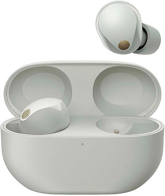Sony WF-1000XM5 kablosuz gürültü önleyici kulaklık, Bluetooth, kulak içi kulaklık, mikrofon, 24 saate kadar pil ömrü, hızlı şarj fonksiyonu, IPX4, iOS ve Android uyumlu, gümüş, küçük