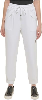 KARL LAGERFELD Paris Womens Linen Blend Pull On Cargo Pants White XL