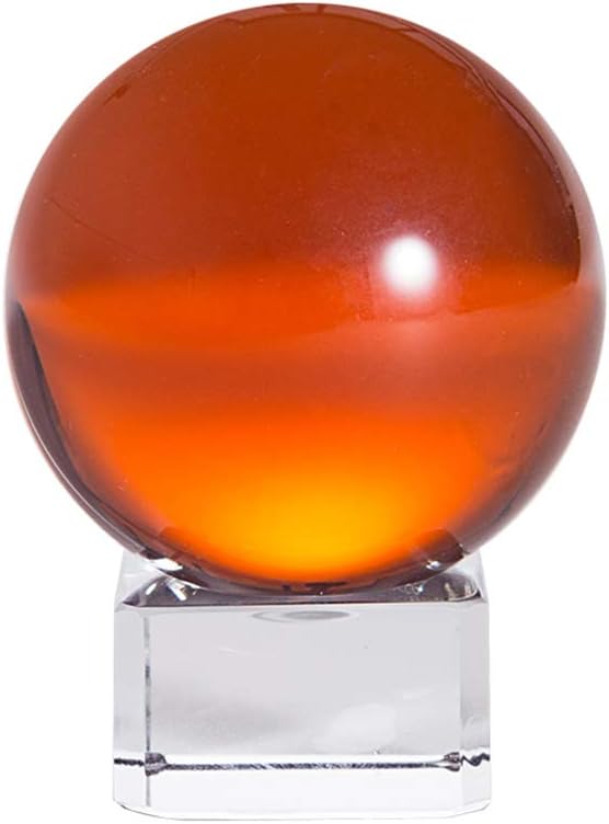 LONGWIN 50mm(2 inch) K9 Solid Crystal Ball with Free Stand Suncatcher (Amber)