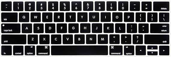 Soft Silicone English Keyboard Cover Skin Compatible with MacBook Pro 13" and 15" Touch Bar Models: A2159 / A1989 / A1990 / A1706/ A1707 - Release 2019 2018 2017 2016 Black