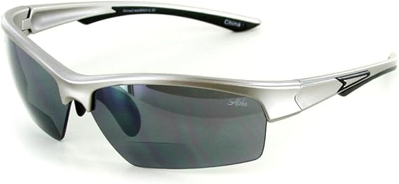 Aloha Stone Creek MX2 Bifocal Sunglasses with Wrap-Around Sports Flash Mirror Lenses for Men (Silver 1.50)