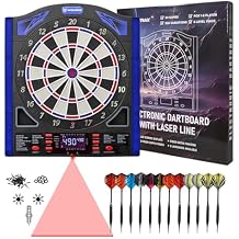 WIN.MAX Electronic Dart Board with Laser Toe Line, Soft Tip Digital Dartboard Set for Adults, Auto Scoring Dartboard with 12 Darts 100 Tips, Adapter/Batteries Use, Wall Mount for Home Bar or Outdoor