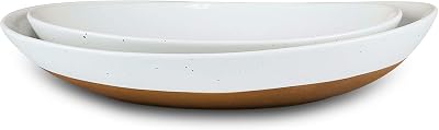 MORA Ceramic Large Serving Bowls- Set of 2 Oval Platters for Entertaining. Modern Kitchen Dishes for Dinner, Fruit, Salad, Turkey, etc. Oven, Dishwasher Safe, 11080 oz, 16  14.6 - Vanilla White