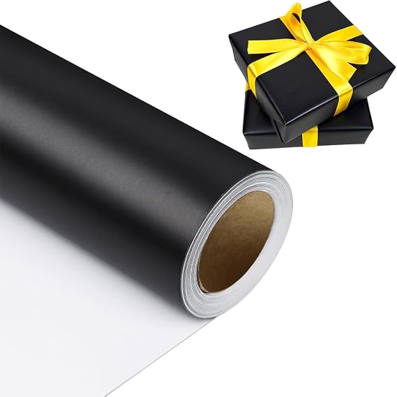Black Wrapping Paper Roll,43cm*10m Black Matte Wrapping Paper,Solid Color Eco Friendly Recyclable Gift Wrap Paper for Birthday, Anniversary, Party, Wedding, Christmas, Festive Decorations, DIY Crafts