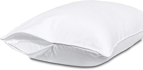 Pillow Protectors with Zipper Standard Size-100% Cotton Pillowcases for Hair and Skin, Comfort Soft Pillow Case Protector for Easy Care, White Pillow Cases Covers with Hidden Zipper, 1 Pack/20X26