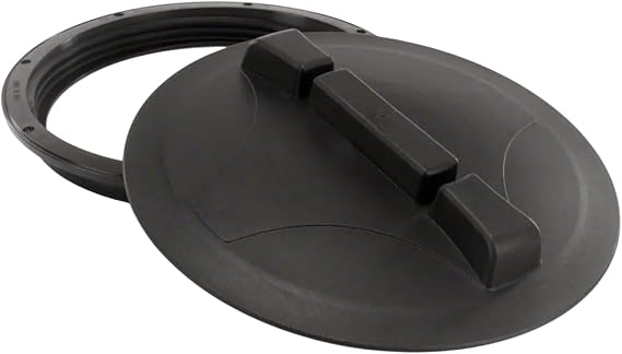 PENTAIR HYPRO 3522140-1 12 Inch Flat Surface Mounting Male Threaded Tank Lid & Ring Assembly, Solid or Breather Option, Heavy Duty Plastic Tank Lid Assembly for Water Chemical Storage Tanks