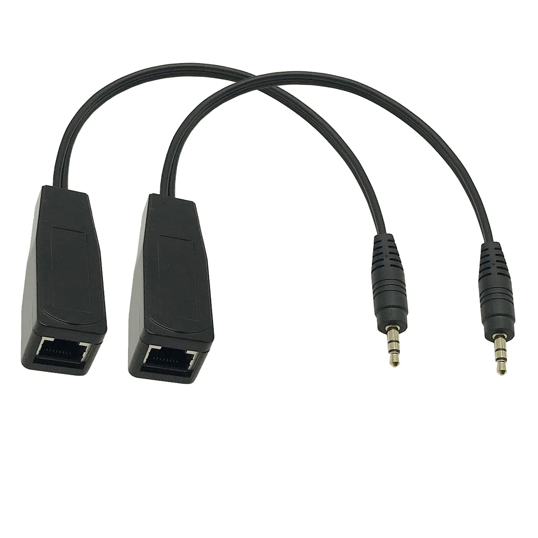 Seadream 2Pack 30cm DC 3.5mm Stereo to RJ45 Female Socket Audio Balun Adapter Extender Over Cat567 Ethernet Cable Up to 1000ft