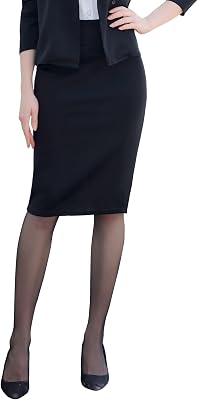 G&Y Womens Elastic Waist Stretch Bodycon Midi Pencil Skirt - Premium Nylon Ponte Office Straight Skirt