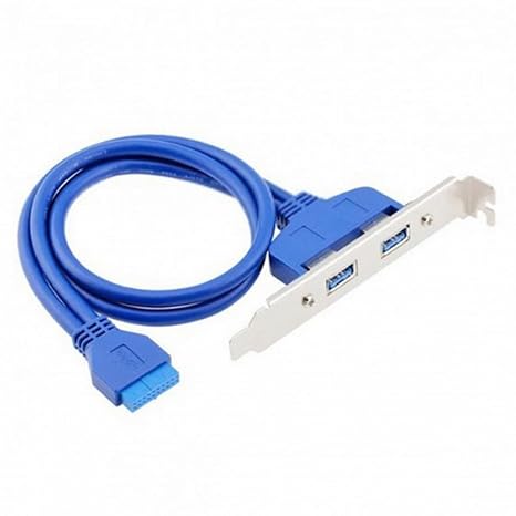 CY Cable Internal Dual Ports USB 3.0 Female Mount Panel to Motherboard 20pin Baffle Cable with PCI Bracket 50cm
