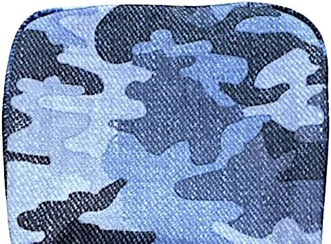 LeSportsac Camo Canvas Indigo Square Cosmetic Bag/Pouch Style 6701/Color F545 Modern Denim Inspired Heather Camouflage in Blue & Grey