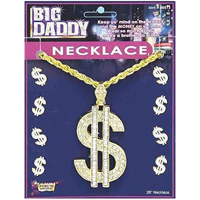 Big Dollar Sign Necklace One Size-As Shown