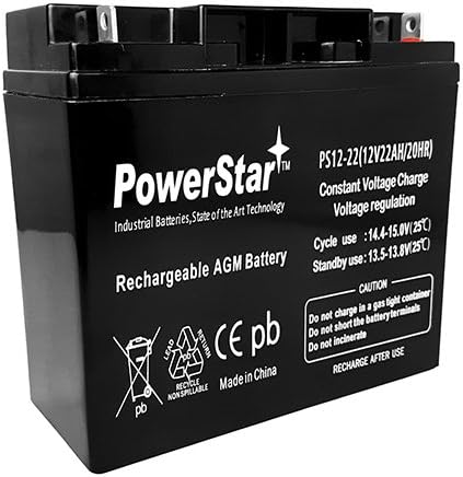 PowerStar Replaces 12V 18AH SLA Battery CB19-12, ES1217, UB12200, LC-RD1217P