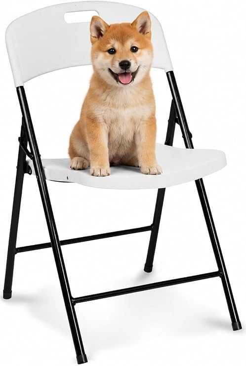 Oline Folding Chair, Indoor Outdoor Plastic Commercial Stackable Foldable Guest Chairs for Events Office Wedding Party Picnic Kitchen Dining, 350lb Capacity (White, 1 Pack)