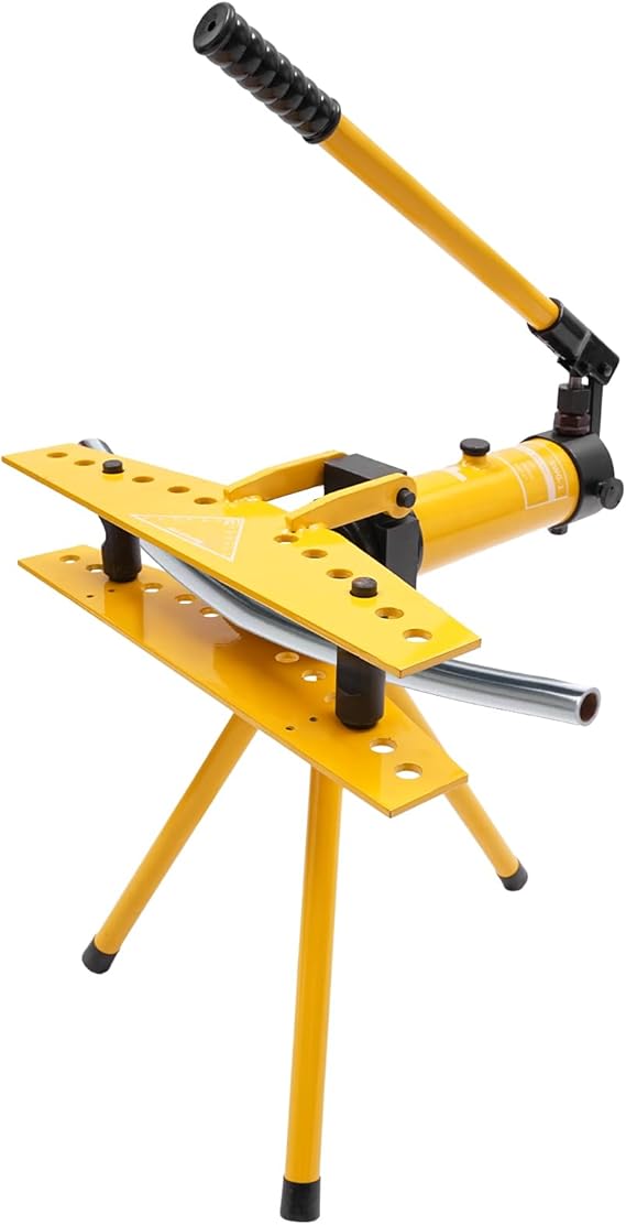 Pipe Bender Hydraulic 10T Pipe Bender with Tripod & 6 Dies Manual Pipe Bending Machine Hydraulic Bending Machine Max. Bending Angle 90° Max. Stroke 160 mm For Diameter 13-34 mm Galvanised Pipes Steel Tube Iron Pipe