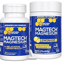Natural Stacks Magtech Magnesium Capsules + Lemonade Bundle - 3 Forms of Magnesium - Supports Relaxation and Brain Health* - 60 Total Servings