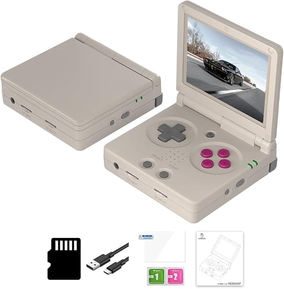 RG35XXSP Portable Flip Retro Handheld Game Console RG35XX SP Flip Game Console Linux System 3.5 '' IPS Screen 64G Preloaded 5532 Games RG 35XXSP Support HDMI TV Output 5G WiFi Bluetooth 4.2 Grey