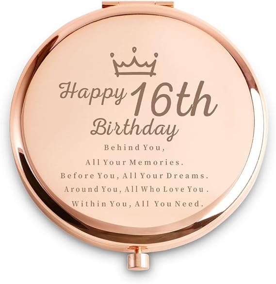16th Birthday Gifts for Girls, Birthday Gifts for 16 Year Old, Happy Birthday Compact Mirror for Her Daughter Niece Granddaughter Sister Friend