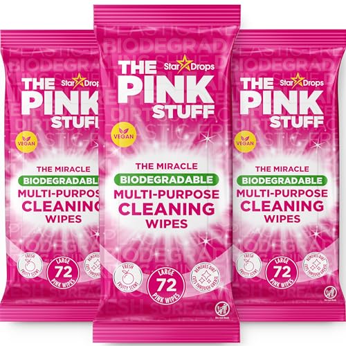 Stardrops The Pink Stuff Miracle Multi-Purpose Cleaning Wipes 216 Count Tough on Grease, Grime, and Dirt All-Purpose Cleaner for Kitchen, Bathroom, and More