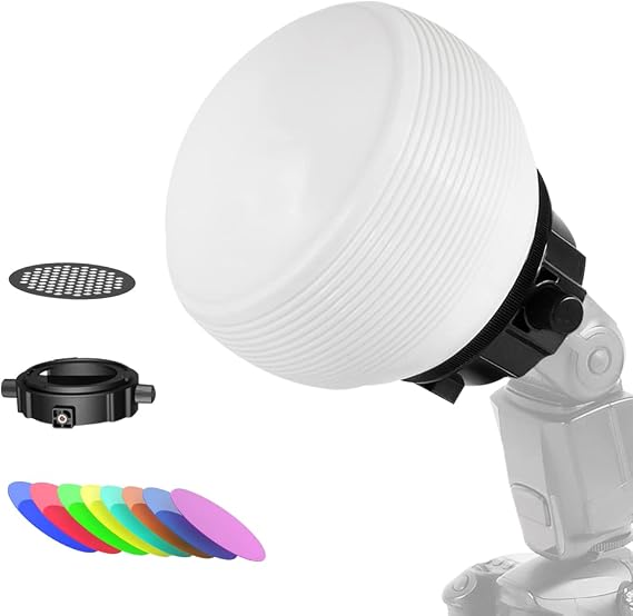 Photography Lighting Flash Diffuser Set, LENSGO Professional Flash Kit Flash Diffuser Modifier Bundle Diffusion Dome for All Square and Round Head Lights for Superior Light Control(D25)