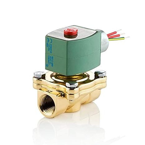 ASCO 8210G001-120/60,110/50 Brass Body Pilot Operated General Service Solenoid Valve, 3/8" Pipe Size, 2-Way Normally Closed, Nitrile Butylene Sealing, 5/8" Orifice, 3 Cv Flow, 120V/60 Hz, 110V/50 Hz