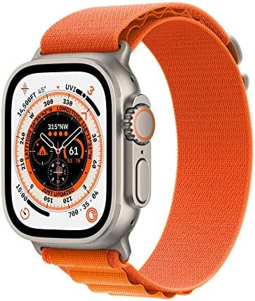 Apple Watch Ultra [GPS  Cellular 49mm] Smart Watch wRugged Titanium Case & Orange Alpine Loop Large. Fitness Tracker, Precision GPS, Action Button, Extra-Long Battery Life, Brighter Retina Display