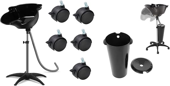Portable Hair Washing Basin, Mobile Hairdressing Sink, for Beauty Salon Barber Shop Hair Salon, Light and Durable Free Rotation, Portable Hairdressing Basin (Plastic Construction with Wheels)