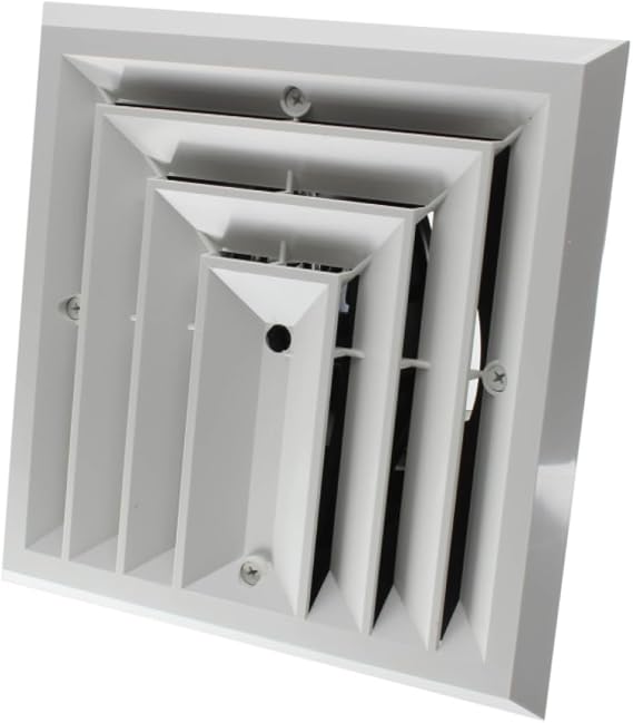 RectorSeal TRUair Retrofit Grill/Damper MV3S 81903 Plastic Ceiling Diffuser With Incorporated Ceiling box, Easy Installation, HVAC, 6X6 3-Way Register W/ 4,5,6"" Neck