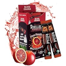 Rebellious Blood Orange Organic Drink Mix Organic Zero Calorie Energy Drink Mix | Monk Fruit & Green Tea Extract | L-Theanine + Natural Caffeine | 100% Plant-Based | Pack of 10 | Keto,Gluten-Free