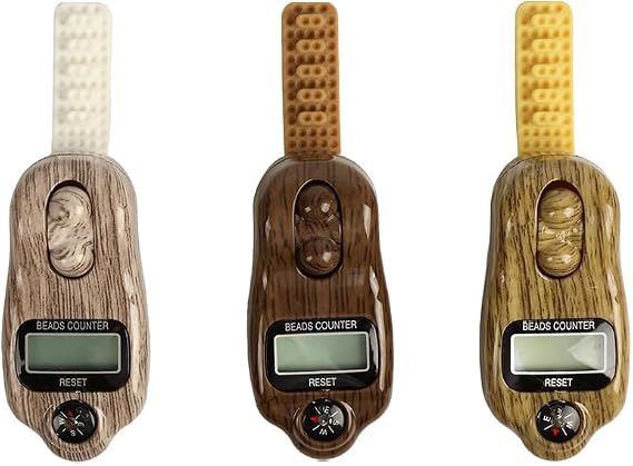 Digital Beads Counter, 3 Pieces Digital Tasbih Tally Counters, Resettable Finger Counter, Digital-Counter with Compass,Electronic Rotating Prayer Beads Counters,for Meditation,Muslim Prayer