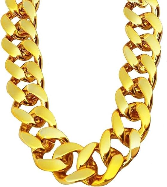 Men's Big Gold Chain Necklace Fake Plastic Chunky Chain Costume Accessories | Thick Gold Chain for Hip Hop Rapper Jewelry 80s 90s Punk Style Halloween Party