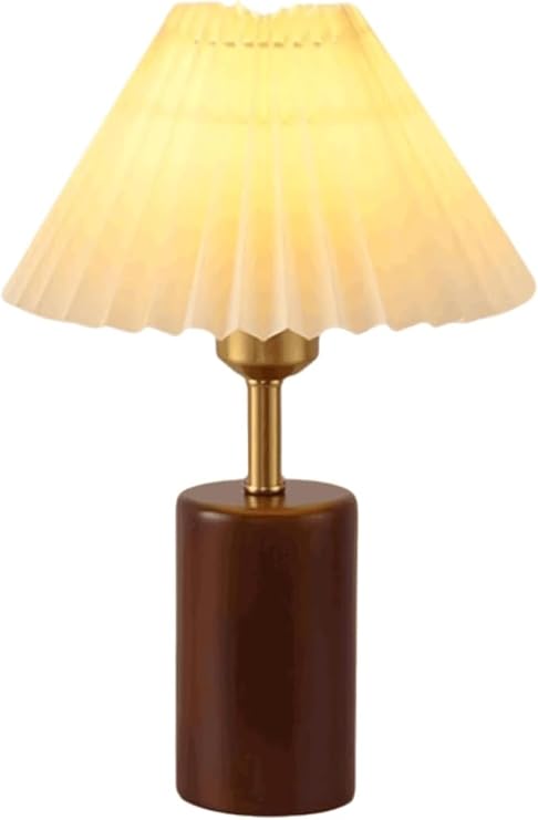 Luxury Table Lamp Solid Wood Bedside Adjustable Button Switch Retro Fabric 9.8 X 12.2in Reading Light Bright