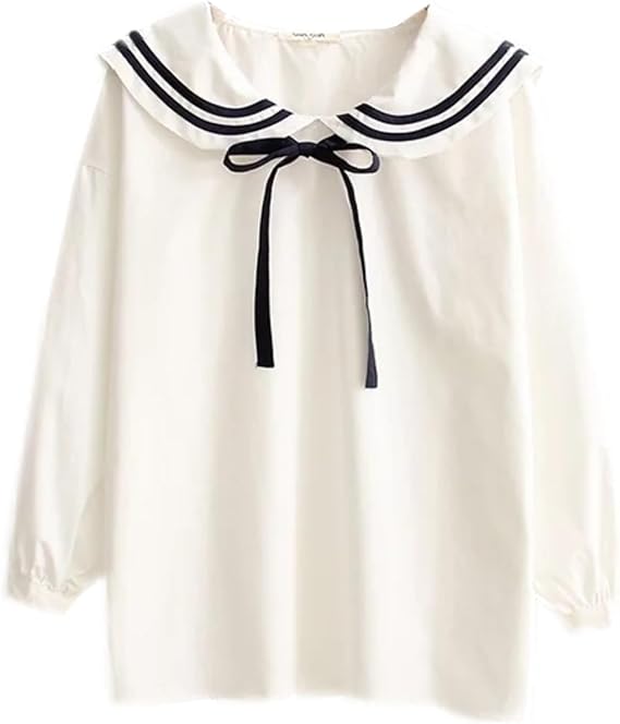 Summer Sailor Collar Blouse Tie Bow Short Sleeve Doll Shirt Japanese School Uniform Kawaii Cute Soft Tops