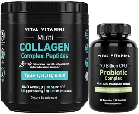 Vital Vitamins Multi Collagen Peptides Powder + Probiotic Complex