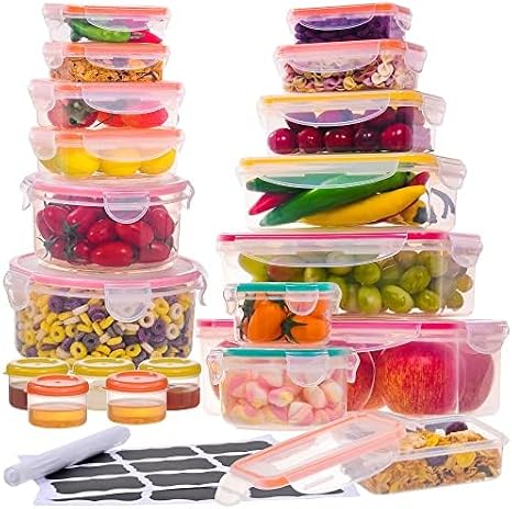 38 Pcs Large Food storage containers with lids -2500ML to Sauces Box