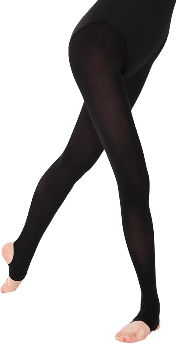Black Tights for Little Kids 5-8 Years,Girls Ultra Soft Stirrup Dance Tights for Ballet,Gymnastics,School