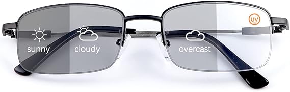 Photochromic Progressive Multifocus Reading Sunglasses UV400 Protection Multifocal Trifocal Transition Anti UV Top Clear Sun Readers Blue Light Blocking Computer Glasses for Women Men Eyewear