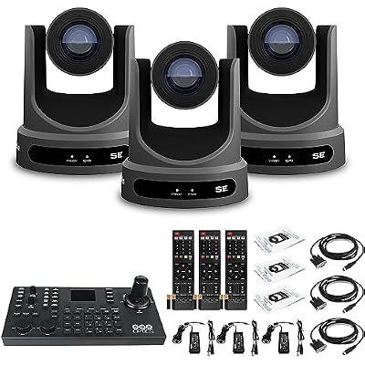 3 x PTZOptics Move SE PTZ Camera with 20x Optical Zoom PT20X-SE-GY-G3  SuperJoy PTZ Camera Controller