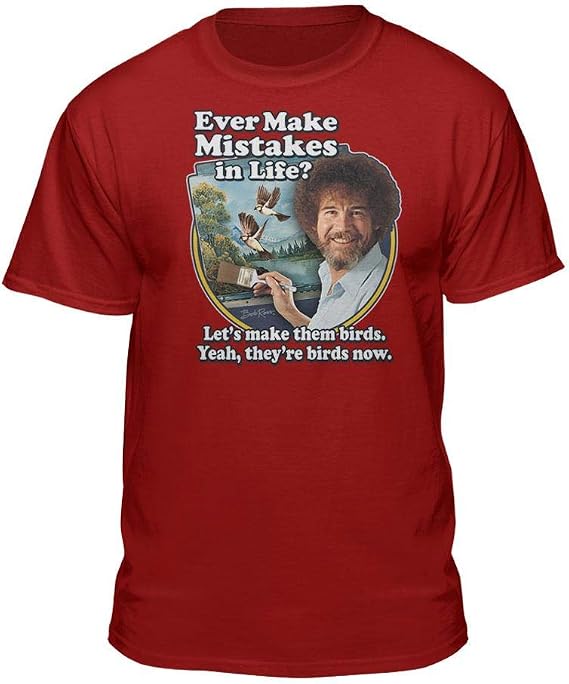 Bob Ross Make Mistakes Into Birds Official Licensed T-Shirt