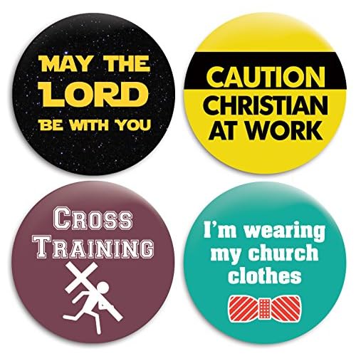 Christian Church Pinback ButtonsPins - 2.25 inches - Set of 4