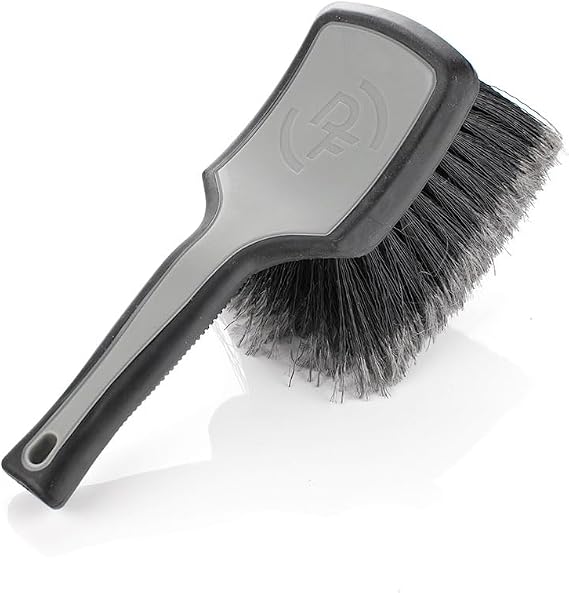 Detail Factory - ProGrip Wheel Face Brush - Ergonomic ProGrip Handle - Premium Wheel Cleaner Brush - Soft Flagged-Tip Bristles - Grey & Black