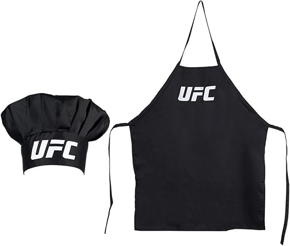 Pro Specialties Group UFC Chef Hat/Apron Logo White, Black