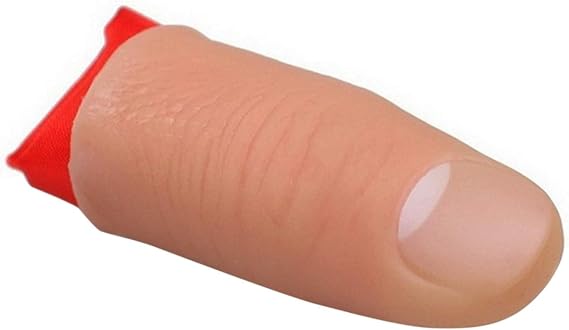 1Pc Magic Thumb + Red Silk, Beetest Pranks, Soft Plastic Thumb Tip Fingers Magic Tricks Toy for Stage Bar Party Home Shows Street, Magic Tricks Supplies