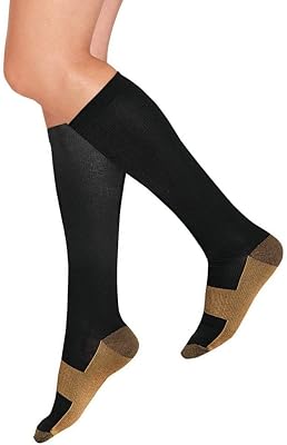 Compression Copper Socks 1 Pair Calves High Below Knee For Sport Medical Nurse.