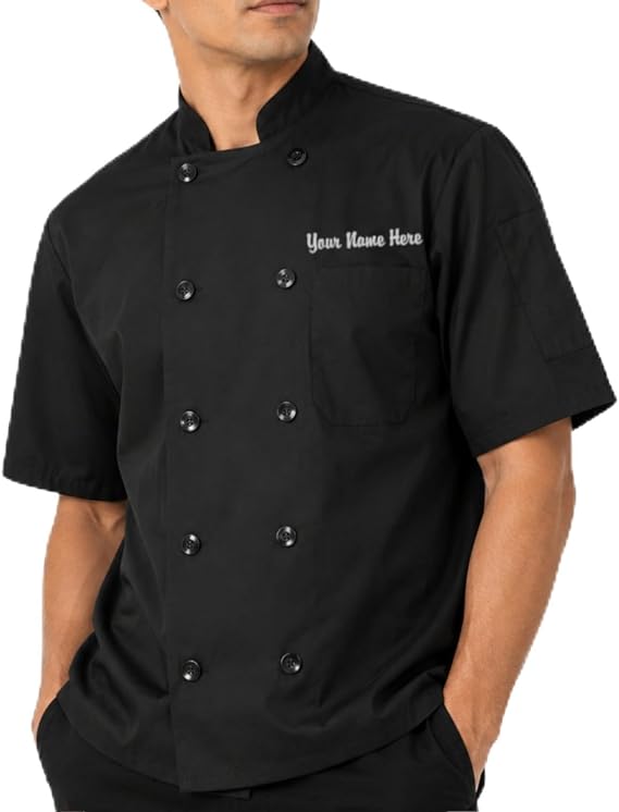 ChefsCloset Personalized Embroidered Mesh Back Short Sleeve Customized Chef Coat