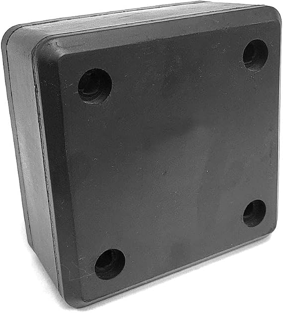 Vanguard RDB00003 Reinforced Rubber Square 4 Hole 6-1/4" x 6-1/4" x 3" Molded Dock Bumper Semi Commercial Truck Trailer Chassis Flatbed
