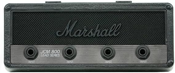 Licensed Marshall Stealth Jack Rack- Wall mounting Guitar amp Key Hanger. Includes 4 Guitar Plug Keychains and 1 Wall mounting kit. Easy Installation.